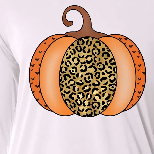 Leopard Pumpkin Fall Holiday Cooling Performance Long Sleeve Crew