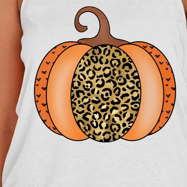 Leopard Pumpkin Fall Holiday Women's Knotted Racerback Tank