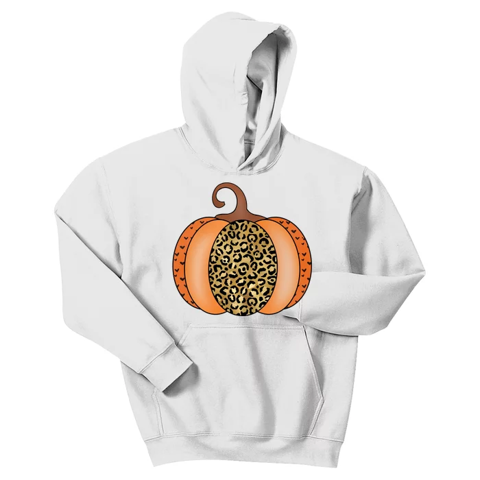 Leopard Pumpkin Fall Holiday Kids Hoodie