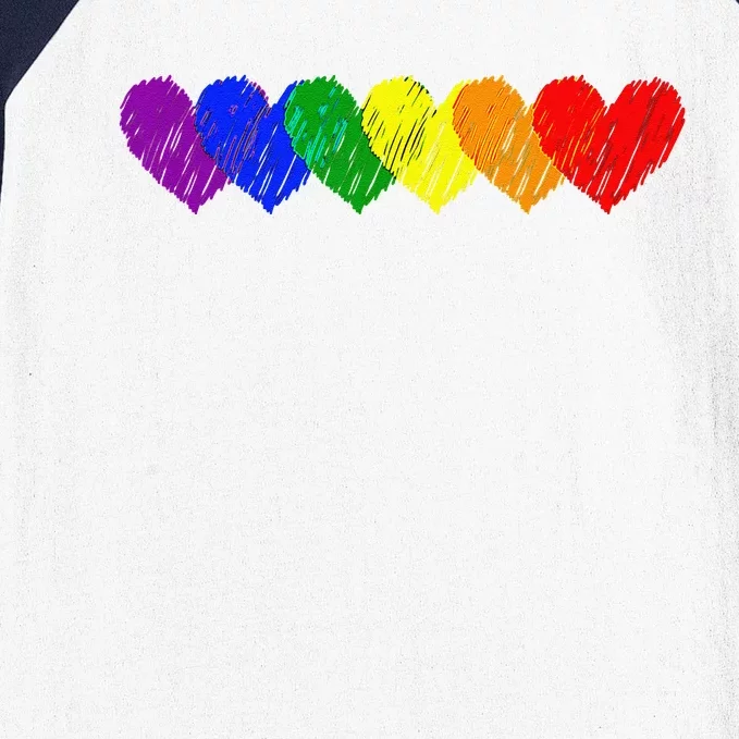 Lgbt Pride Flag Rainbow Hearts Love Baseball Sleeve Shirt