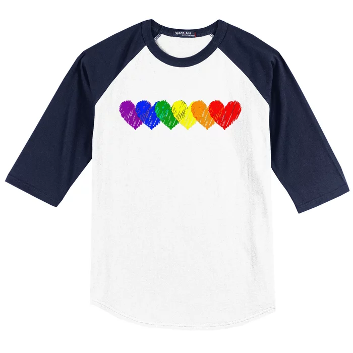 Lgbt Pride Flag Rainbow Hearts Love Baseball Sleeve Shirt