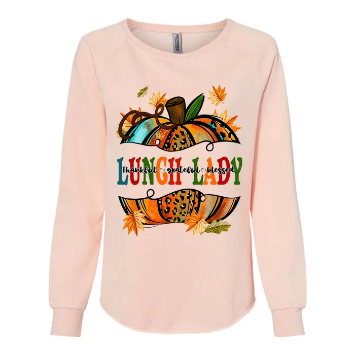 Leopard Pumpkin Fall Autumn Thanksgiving Lunch Lady Women Womens California Wash Sweatshirt