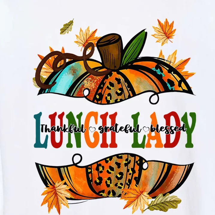 Leopard Pumpkin Fall Autumn Thanksgiving Lunch Lady Women Garment-Dyed Sweatshirt