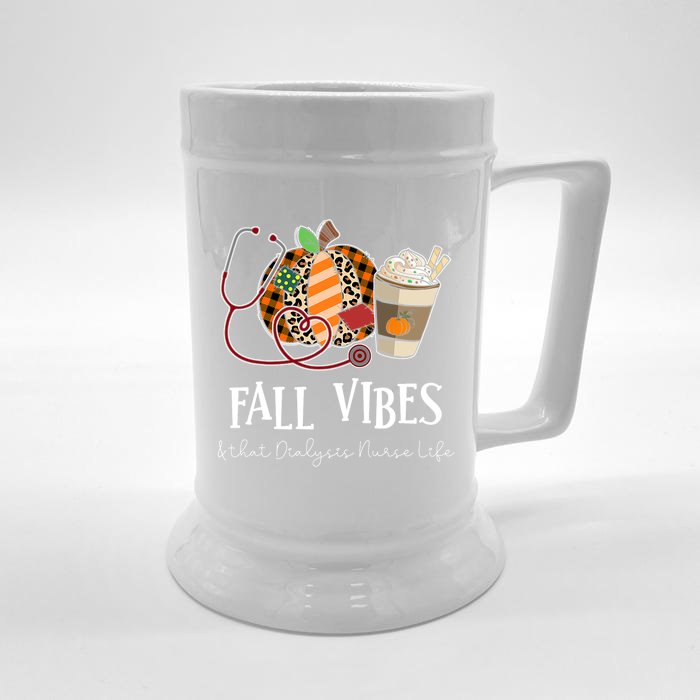 Leopard Pumpkin Fall Vibes And That Dialysis Nurse Life Cool Gift Front & Back Beer Stein