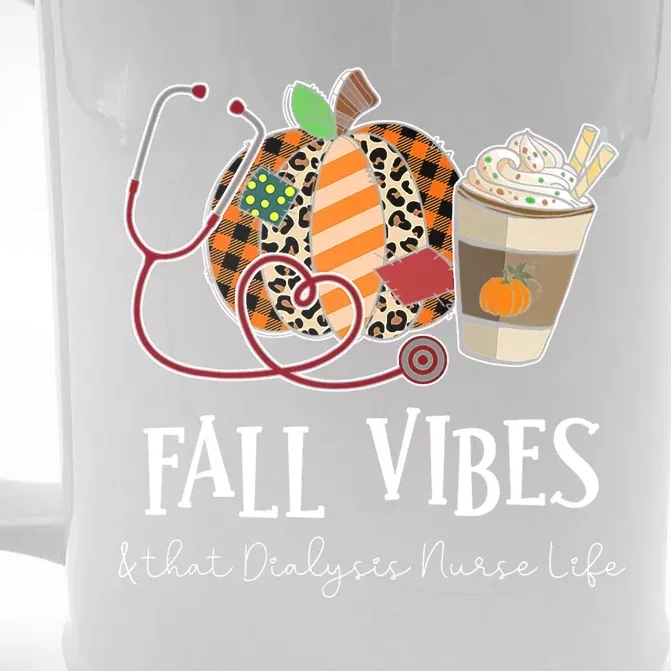 Leopard Pumpkin Fall Vibes And That Dialysis Nurse Life Cool Gift Front & Back Beer Stein