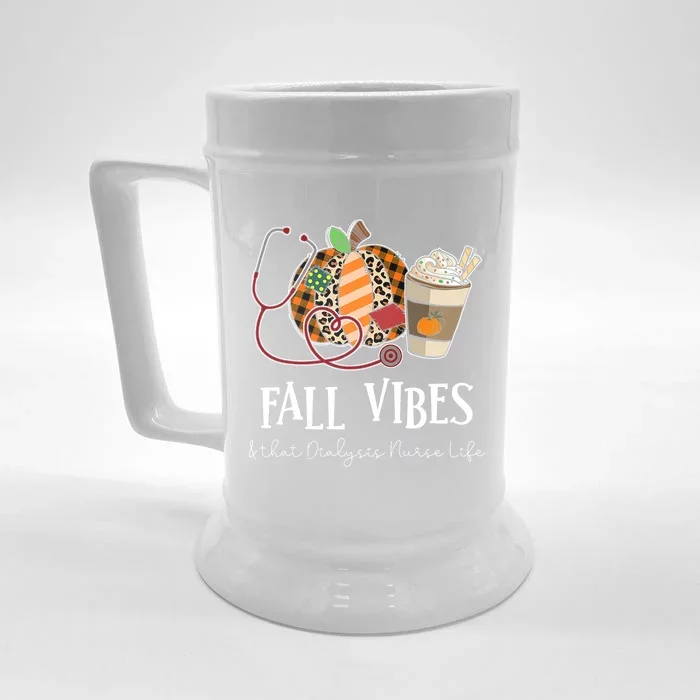 Leopard Pumpkin Fall Vibes And That Dialysis Nurse Life Cool Gift Front & Back Beer Stein