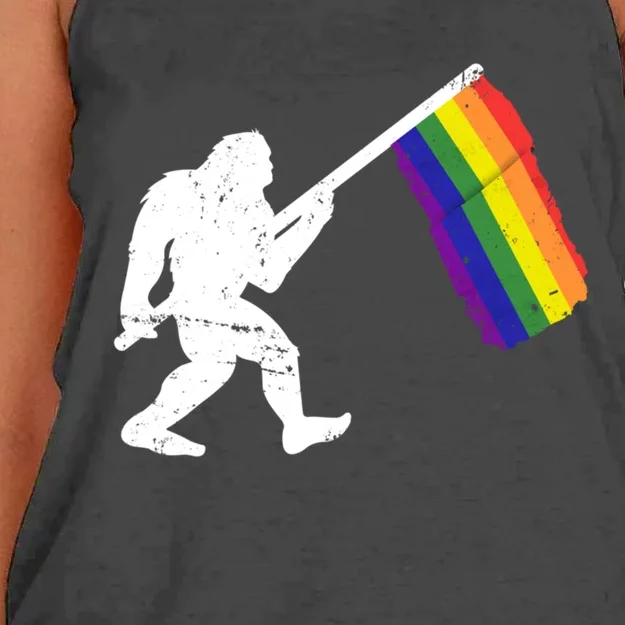 Lgbt Pride Flag Gift Sasquatch Bigfoot Gay Lesbian March Women's Knotted Racerback Tank