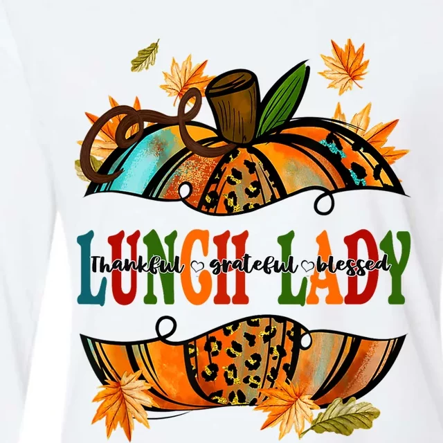 Leopard Pumpkin Fall Autumn Thanksgiving Lunch Lady Womens Cotton Relaxed Long Sleeve T-Shirt