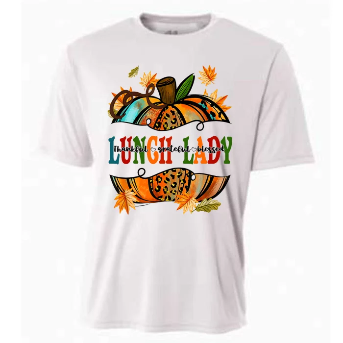 Leopard Pumpkin Fall Autumn Thanksgiving Lunch Lady Cooling Performance Crew T-Shirt