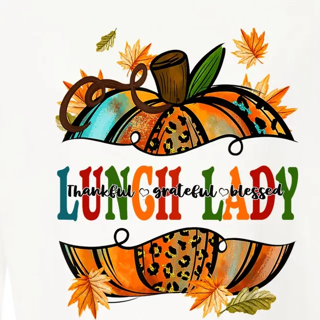 Leopard Pumpkin Fall Autumn Thanksgiving Lunch Lady Cropped Pullover Crew