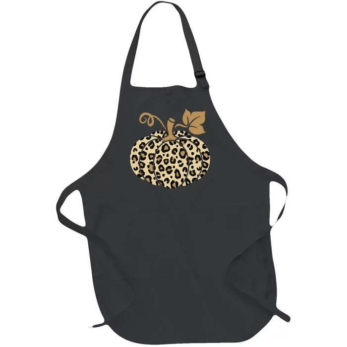 Leopard Pumpkin Fall Full-Length Apron With Pocket