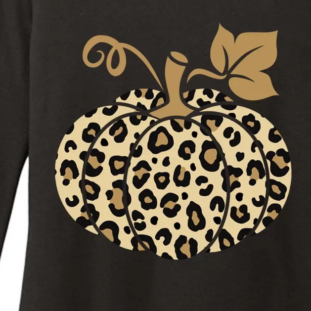 Leopard Pumpkin Fall Womens CVC Long Sleeve Shirt