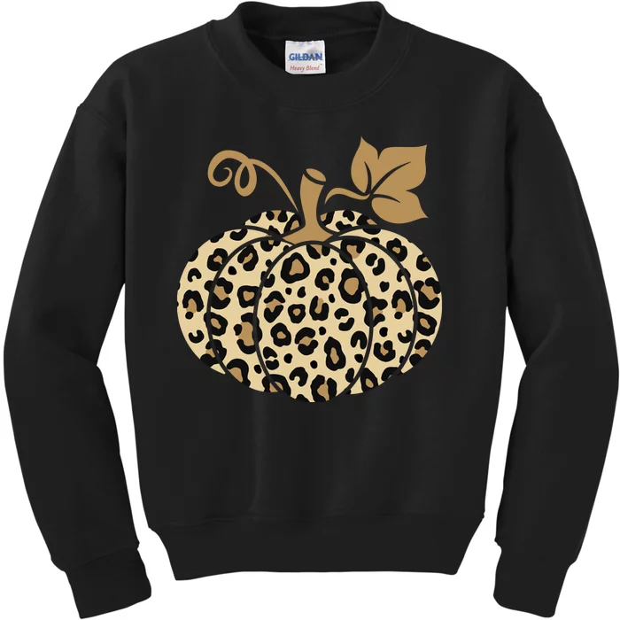 Leopard Pumpkin Fall Kids Sweatshirt