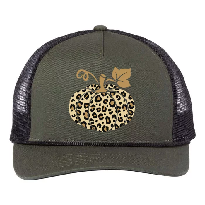 Leopard Pumpkin Fall Retro Rope Trucker Hat Cap