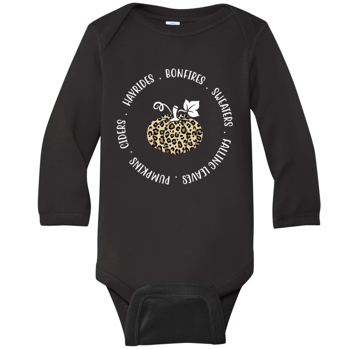 Leopard Pumpkin Fall Lover Baby Long Sleeve Bodysuit