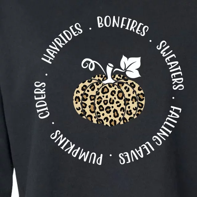 Leopard Pumpkin Fall Lover Cropped Pullover Crew