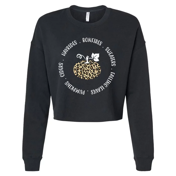 Leopard Pumpkin Fall Lover Cropped Pullover Crew