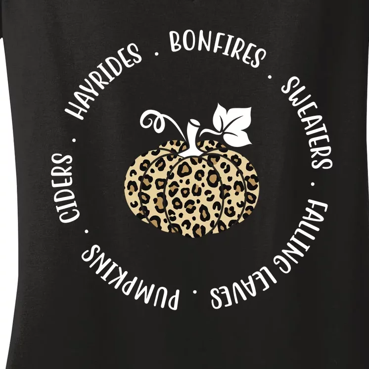 Leopard Pumpkin Fall Lover Women's V-Neck T-Shirt