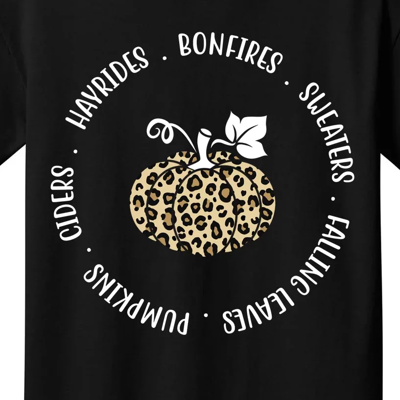 Leopard Pumpkin Fall Lover Kids T-Shirt