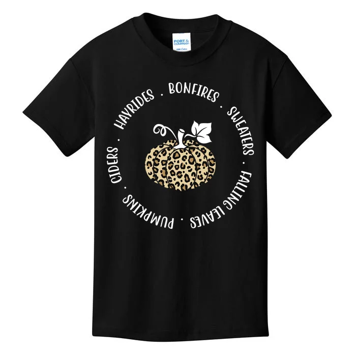 Leopard Pumpkin Fall Lover Kids T-Shirt