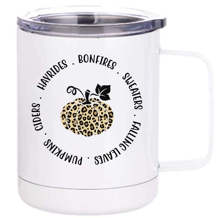 Leopard Pumpkin Fall Lover Front & Back 12oz Stainless Steel Tumbler Cup