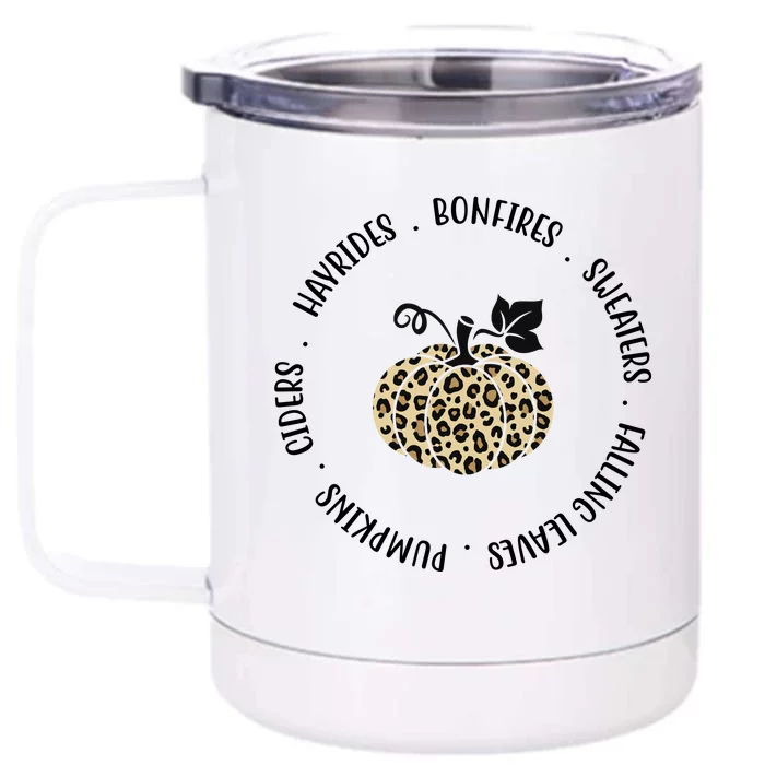 Leopard Pumpkin Fall Lover Front & Back 12oz Stainless Steel Tumbler Cup