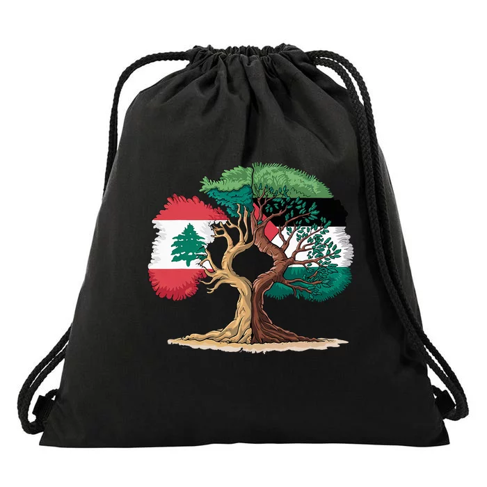 Lebanon Palestine Flag Lebanese Palestinian Drawstring Bag