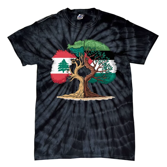 Lebanon Palestine Flag Lebanese Palestinian Tie-Dye T-Shirt