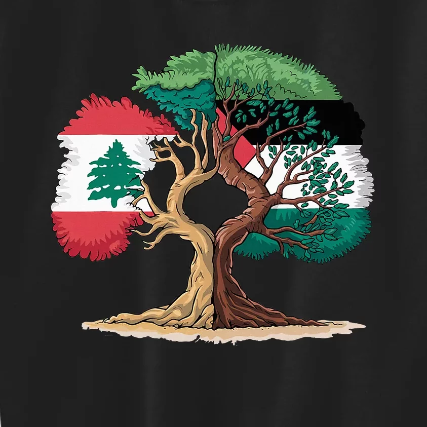 Lebanon Palestine Flag Lebanese Palestinian Kids Sweatshirt