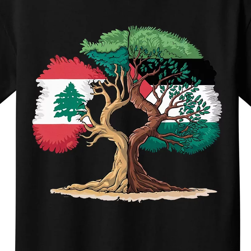 Lebanon Palestine Flag Lebanese Palestinian Kids T-Shirt