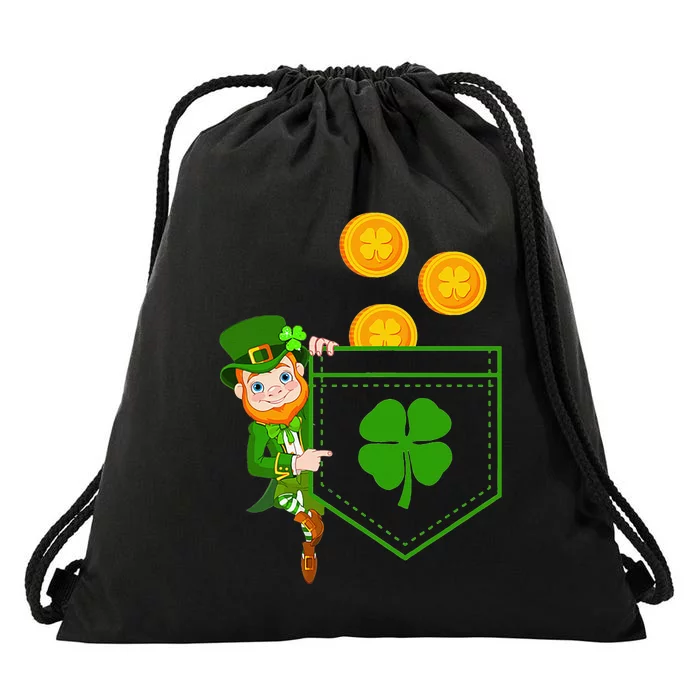 Leprechaun Pocket Funny St Patricks Day Irish Drawstring Bag