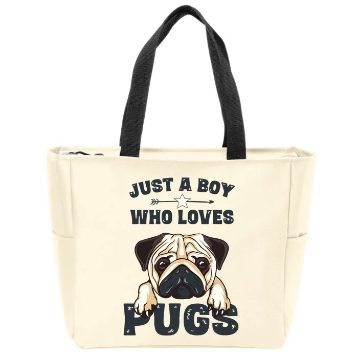 Love Pugs Funny Cute Pug Lover Saying For Boy Zip Tote Bag