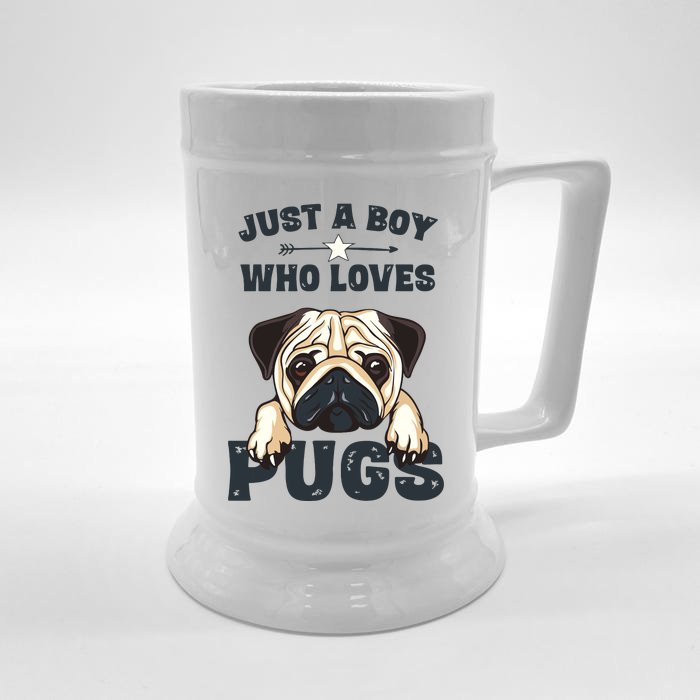 Love Pugs Funny Cute Pug Lover Saying For Boy Front & Back Beer Stein