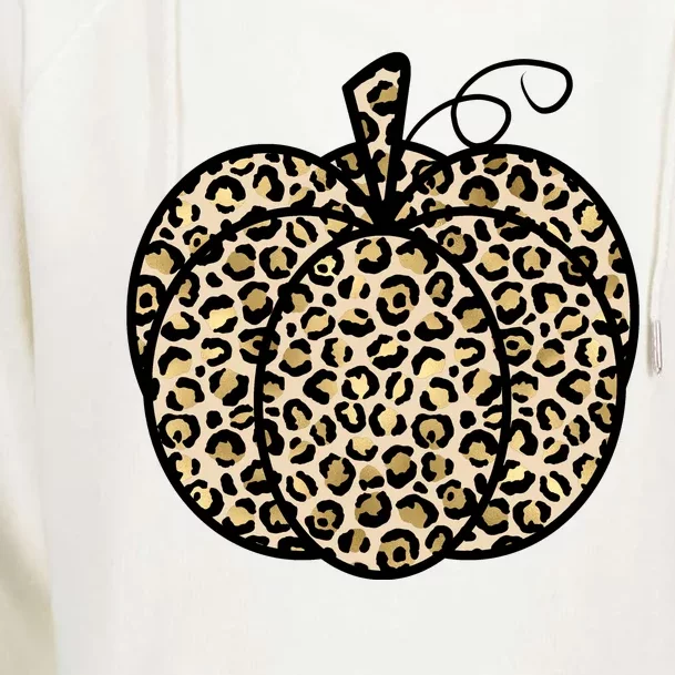 Leopard Pumpkin Festive Womens Funnel Neck Pullover Hood