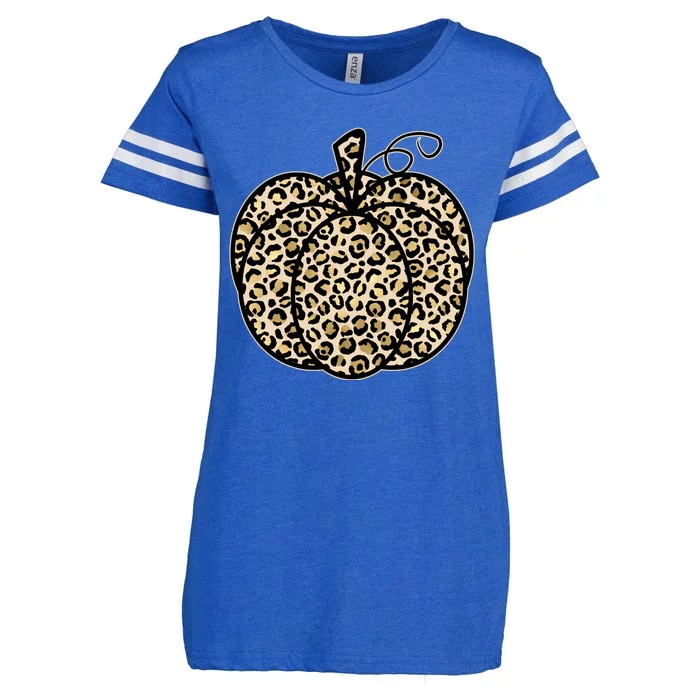 Leopard Pumpkin Festive Enza Ladies Jersey Football T-Shirt