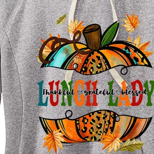 Leopard Pumpkin Fall Autumn Thanksgiving Lunch Lady Women's Fleece Hoodie