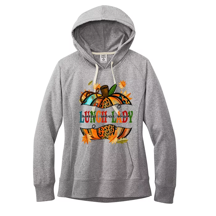 Leopard Pumpkin Fall Autumn Thanksgiving Lunch Lady Women's Fleece Hoodie