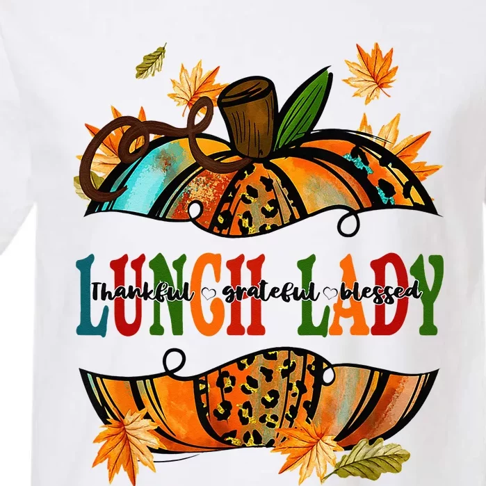 Leopard Pumpkin Fall Autumn Thanksgiving Lunch Lady Garment-Dyed Heavyweight T-Shirt