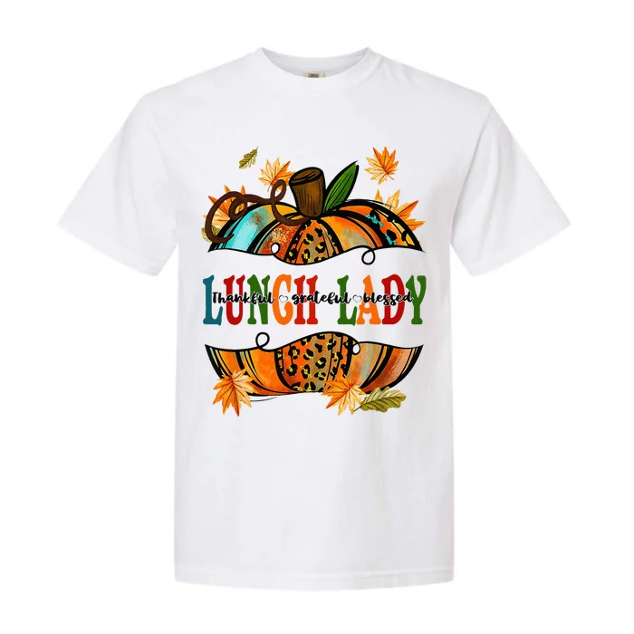 Leopard Pumpkin Fall Autumn Thanksgiving Lunch Lady Garment-Dyed Heavyweight T-Shirt