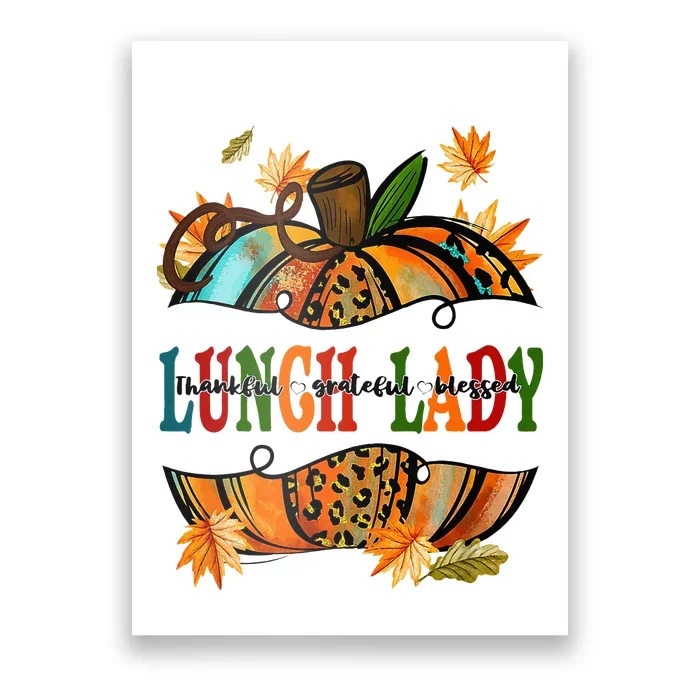 Leopard Pumpkin Fall Autumn Thanksgiving Lunch Lady Poster