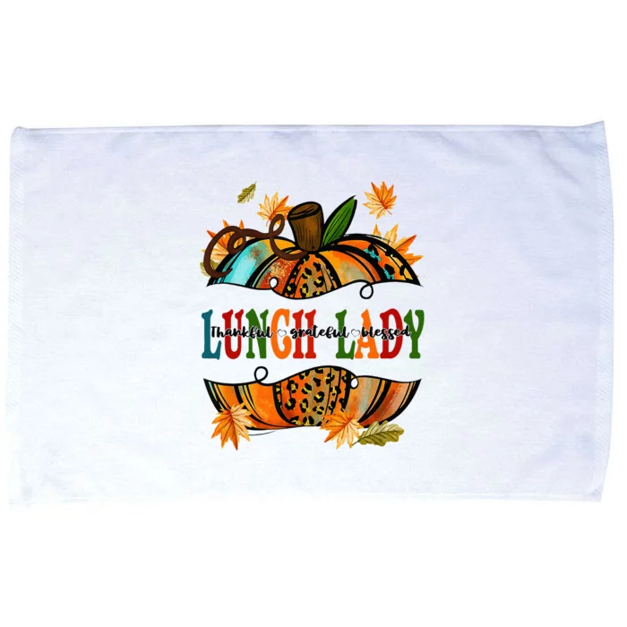 Leopard Pumpkin Fall Autumn Thanksgiving Lunch Lady Microfiber Hand Towel