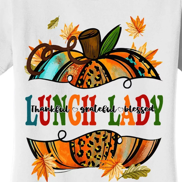 Leopard Pumpkin Fall Autumn Thanksgiving Lunch Lady Women's T-Shirt