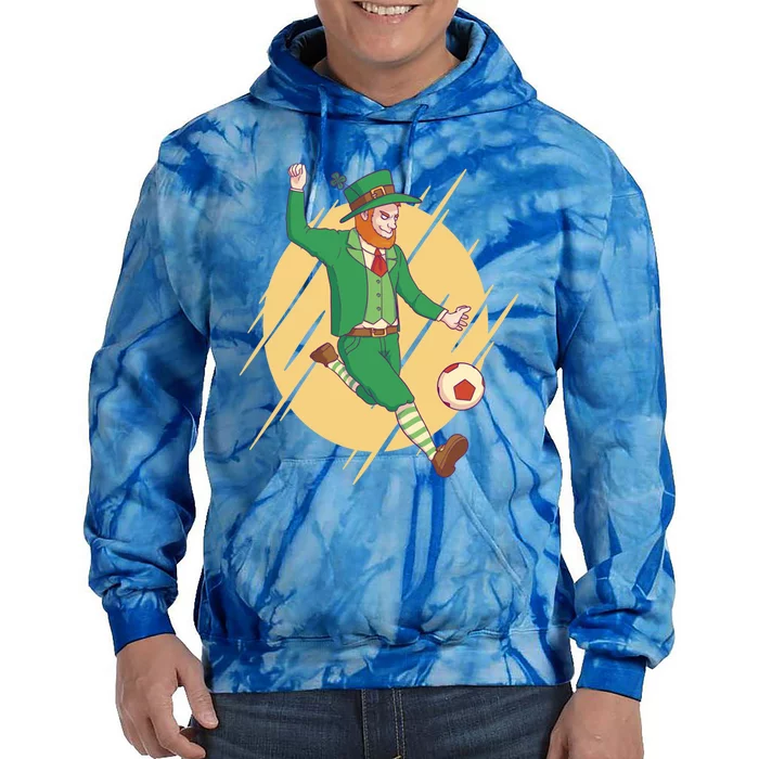 Leprechaun Playing Football St Patrick's Day Holiday Sport Great Gift Tie Dye Hoodie