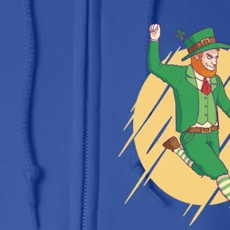 Leprechaun Playing Football St Patrick's Day Holiday Sport Great Gift Full Zip Hoodie