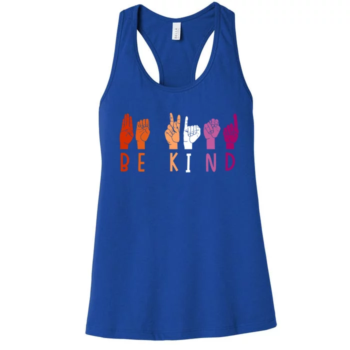 Lesbian Pride Flag Be Kind Sign Language Lgbt Lesbian Subtle Gift Women's Racerback Tank