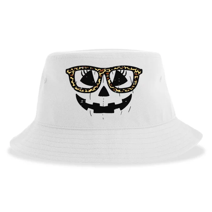 Leopard Pumpkin Face Halloween Women Girl Sustainable Bucket Hat