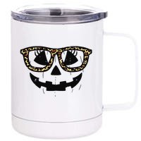 Leopard Pumpkin Face Halloween Women Girl 12 oz Stainless Steel Tumbler Cup