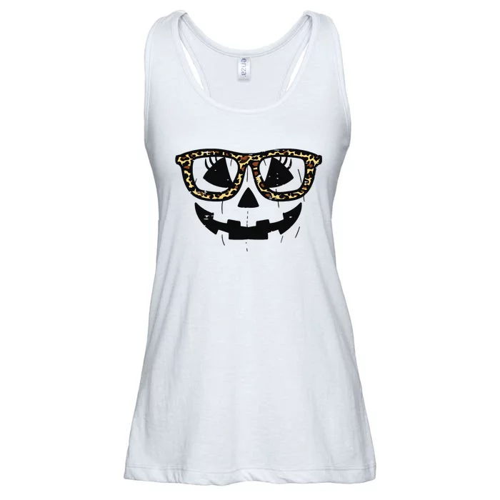 Leopard Pumpkin Face Halloween Women Girl Ladies Essential Flowy Tank