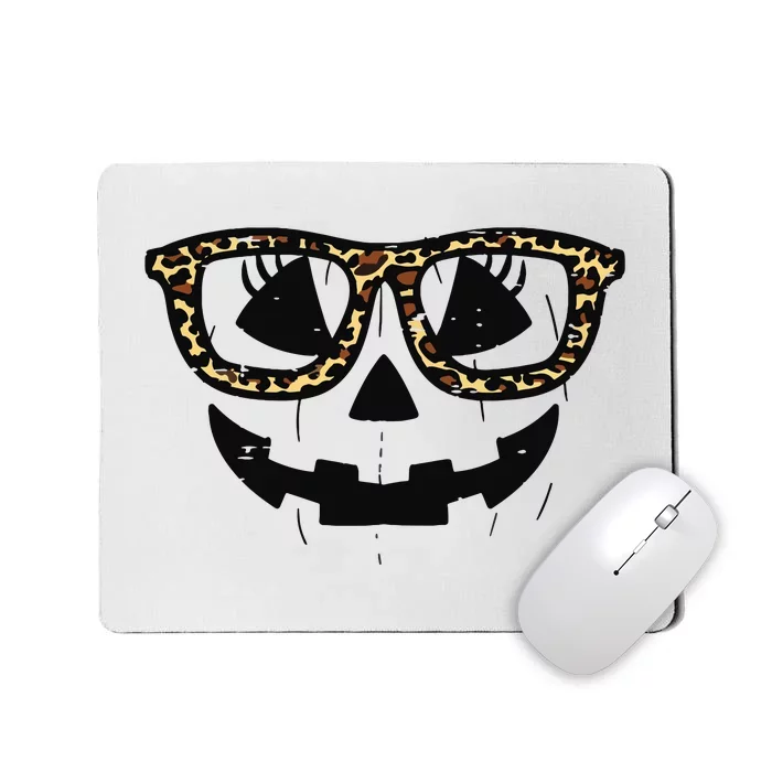 Leopard Pumpkin Face Halloween Women Girl Mousepad