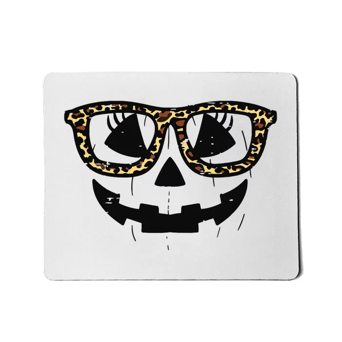 Leopard Pumpkin Face Halloween Women Girl Mousepad